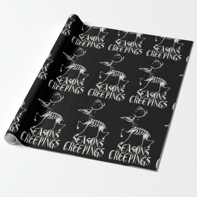 Gothic Halloween jul Seasons Creepings  Presentpapper (Utrullad)