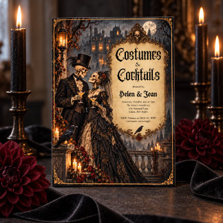 Gothic Halloween-kostym & cocktails Inbjudningar