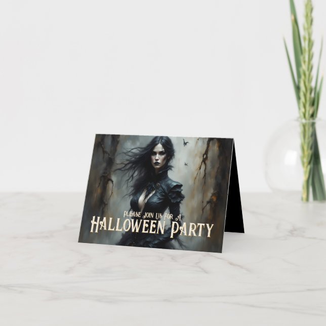 Gothic Halloween Night of Mystoppibjudande Kort (Framsida)