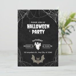 Gothic Halloween Party Invitation with Spiders Inbjudningar