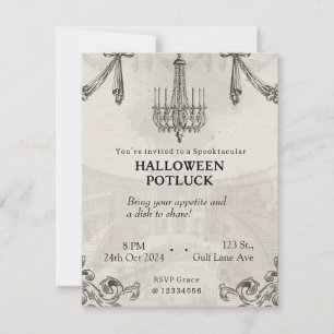 Gothic Halloween Potluck Vuxen Scary Party Inbjuda Inbjudningar