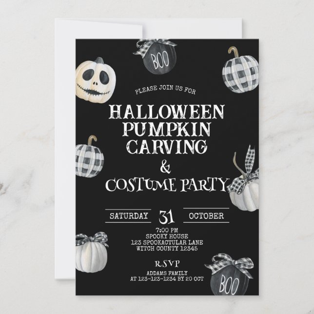 Gothic Halloween Pumpkin Carving & Costume Party Inbjudningar (Framsida)