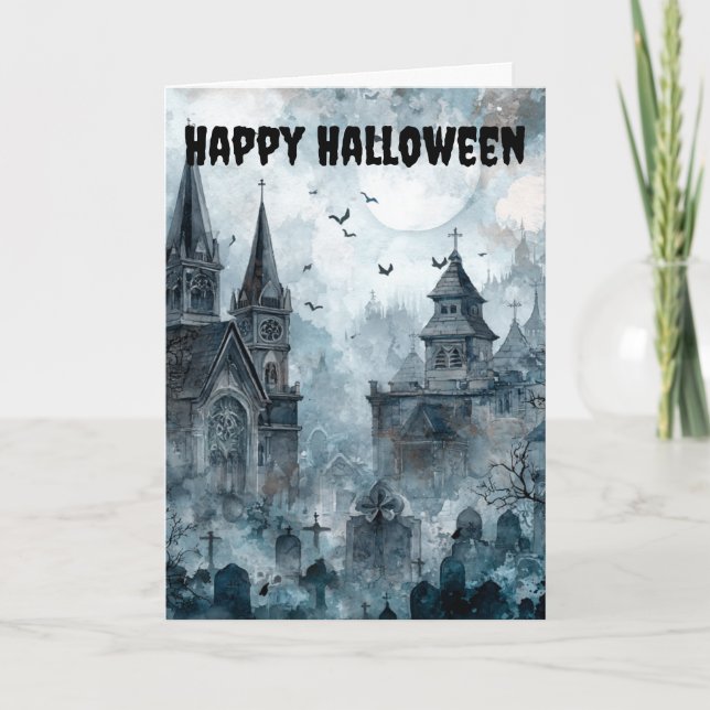 Gothic Halloween Scene Helgkort (Framsida)