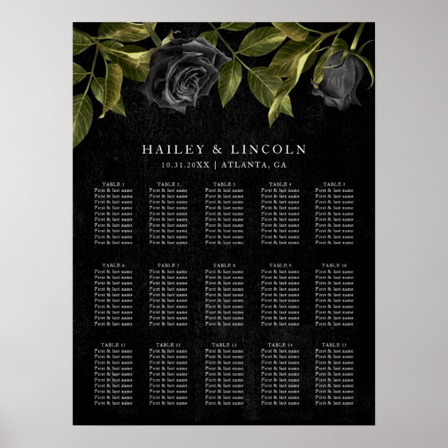 Gothic Halloween-sittdiagram i Bröllop Poster (Framsidan)