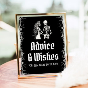 Gothic Halloween Skeleton Advice och Önskemål Sign Poster