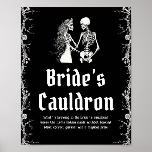 Gothic Halloween Skeleton Brides Cauldron Sign Poster