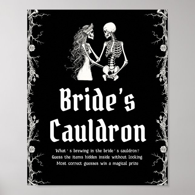 Gothic Halloween Skeleton Brides Cauldron Sign Poster (Framsidan)