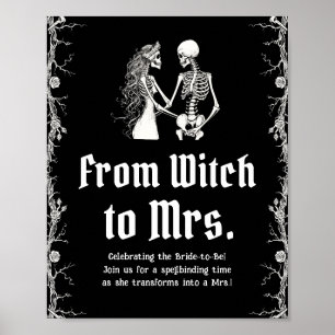Gothic Halloween Skeleton från Witch till mrs Sign Poster