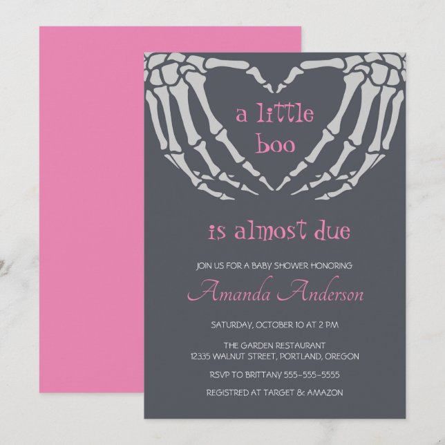 Gothic Halloween Skeleton Händer Girl Baby Shower Inbjudningar (Fram/baksida)