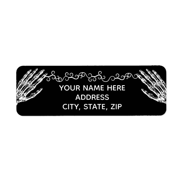 Gothic Halloween skeleton händer Returadress Etikett (Framsidan)