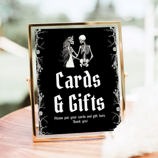 Gothic Halloween Skeleton-kort och presentkort Poster (Gothic Halloween Skeleton Cards and Gifts Sign)