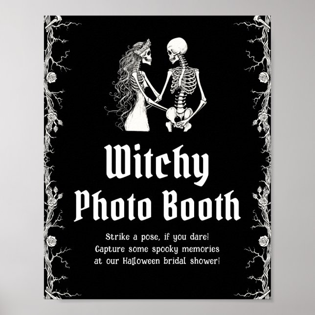 Gothic Halloween Skeleton Witchy Photo Booth-tecke Poster (Framsidan)
