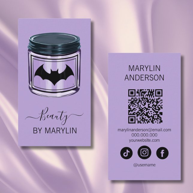 Gothic Halloween Skincare QR-kodskannerbar Visitkort (Skapare uppladdad)