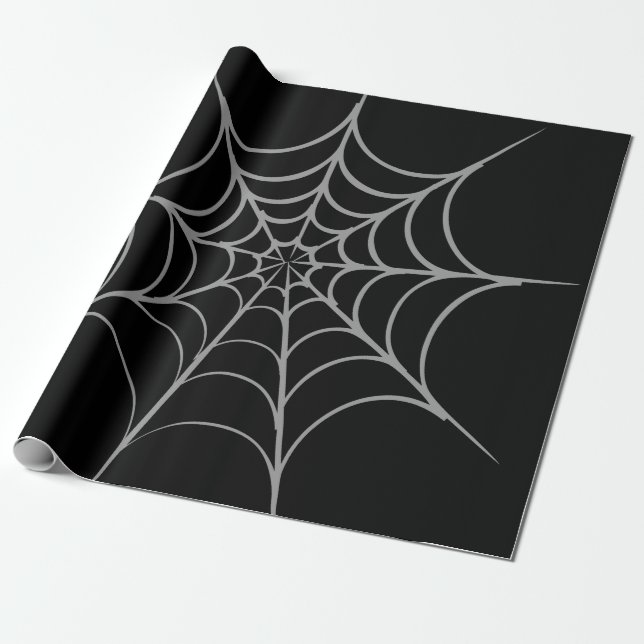 Gothic Halloween Spider Web Wrapping Paper Presentpapper (Utrullad)