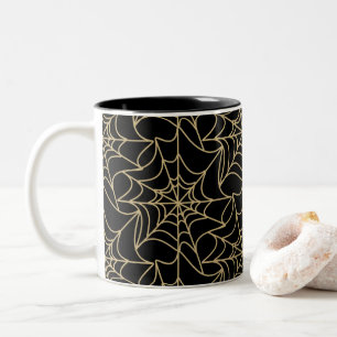 Gothic Halloween Spindelnät Guld Två-Tonad Mugg