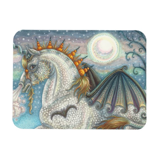 GOTHIC HALLOWEEN UNICORN WITH FLADDERMUS VINGAR, H MAGNET (Horisontell)