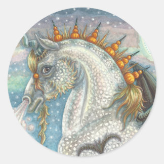 GOTHIC HALLOWEEN UNICORN WITH FLADDERMUS VINGAR, H RUNT KLISTERMÄRKE