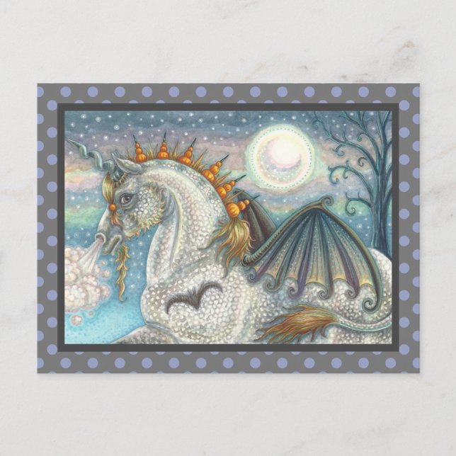 GOTHIC HALLOWEEN UNICORN WITH FLADDERMUS VINGAR, H VYKORT (Framsida)