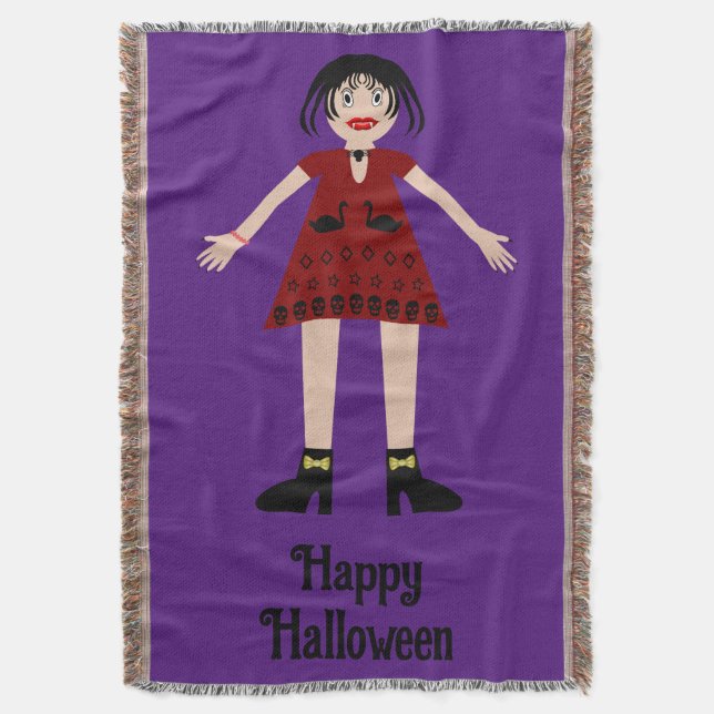 Gothic Halloween Vampire Dam Anpassningsbar Filt (Framsidan Vertikal)