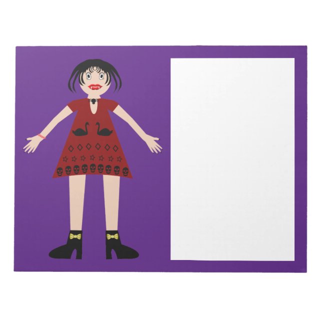 Gothic Halloween Vampire Dam Anteckningsblock (Framsida)