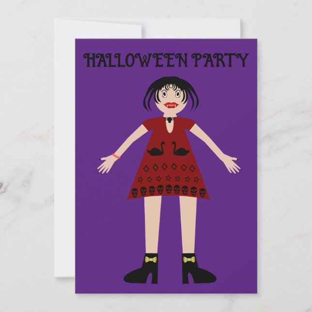 Gothic Halloween Vampire Dam Inbjudningar (Framsida)