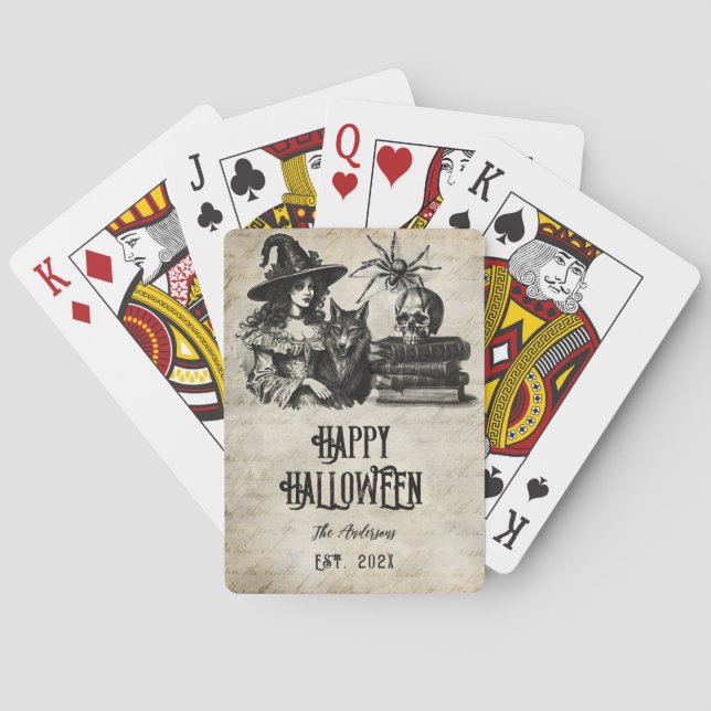 Gothic Halloween-varg för skallspindlar Casinokort (Baksidan)