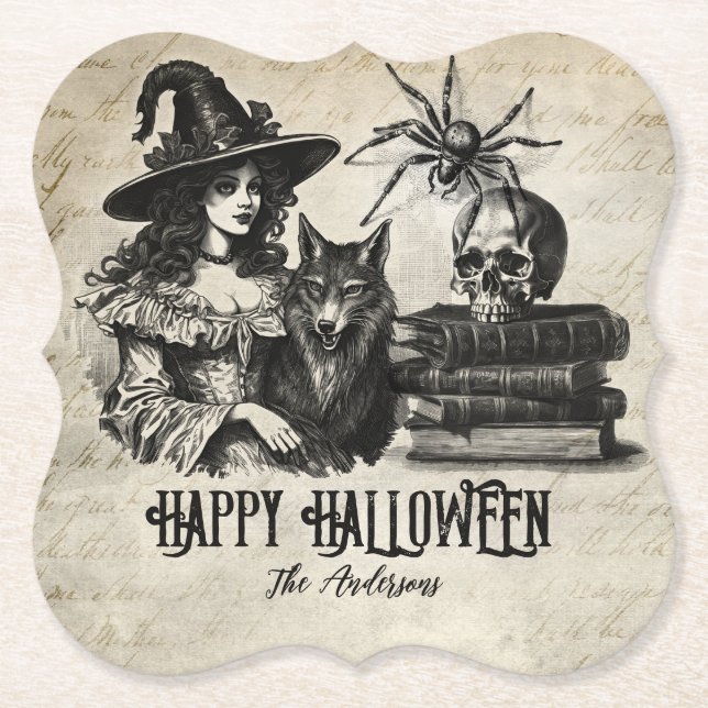 Gothic Halloween-varg för skallspindlar Underlägg Papper (Framsida)