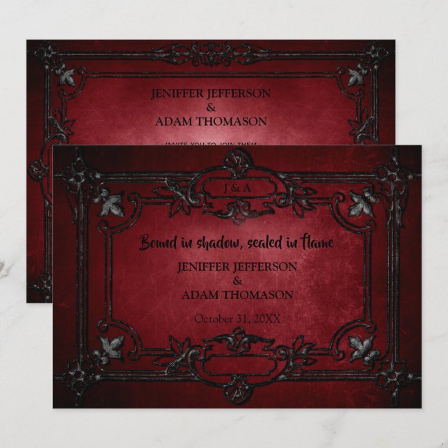 Gothic Halloween wedding invitation Inbjudningar (Fram/baksida)