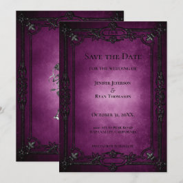 Gothic halloween wedding save the date invitation meddelande