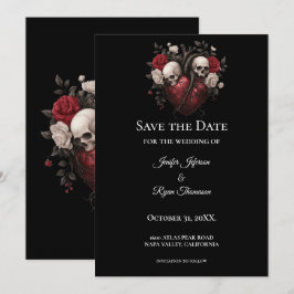 Gothic halloween wedding save the date invitation meddelande