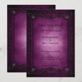 Gothic halloween wedding save the date invitation meddelande