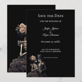 Gothic halloween wedding save the date invitation meddelande