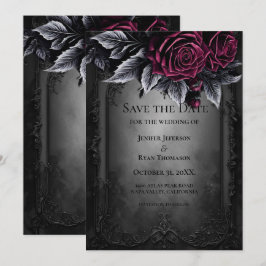 Gothic halloween wedding save the date invitation meddelande