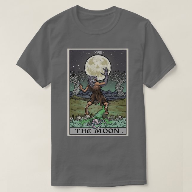 Gothic Halloween Werevarg Spoo från Måne Tarot Car T Shirt (Design framsida)