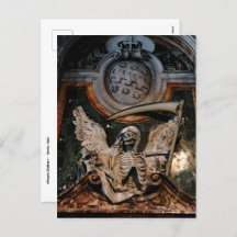Gothic Halloween Winged Skeleton Helgdag Postcard