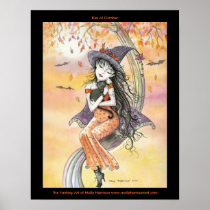 Gothic Halloween Witch Cat Poster
