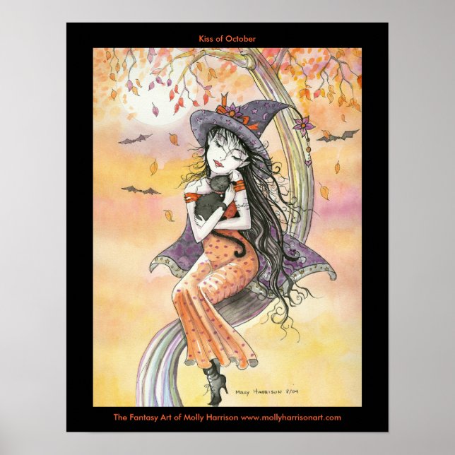 Gothic Halloween Witch Cat Poster (Framsidan)
