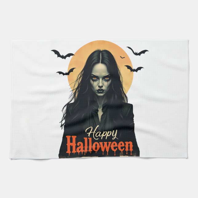 Gothic Halloween Witch Kökshandduk (Horisontell)
