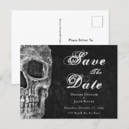 Gothic Halv Skalle Hallowedding Spara Datum Meddelande Vykort