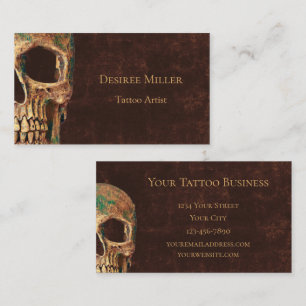 Gothic Halva Skull Brown Struktur-bakgrundstatueri Visitkort