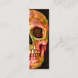 Gothic Halvskull Ansikte Red Grönt Tatto Shop Mini Visitkort