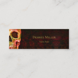 Gothic Halvskull Ansikte Red Grönt Tatto Shop Mini Visitkort
