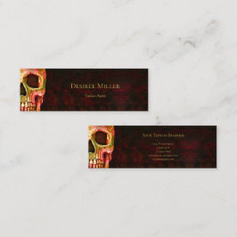 Gothic Halvskull Ansikte Red Grönt Tatto Shop Mini Visitkort