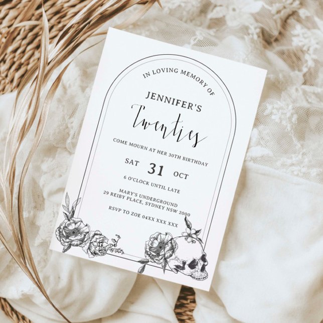 Gothic hand plockade arch 30års födelsedag Party Inbjudningar (Skapare uppladdad)