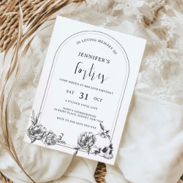 Gothic hand plockade arch 50:e Födelsedagsfesten Inbjudningar