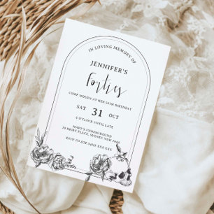 Gothic hand plockade arch 50:e Födelsedagsfesten Inbjudningar