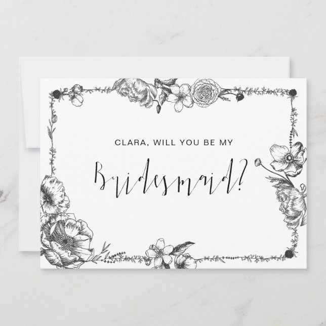 Gothic Hand plockade Flowers Skullbridesmaid-kort Inbjudningar (Framsida)
