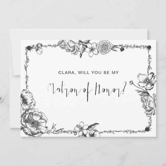 Gothic Hand plockade Flowers Skullbridesmaid-kort Inbjudningar (Framsida)
