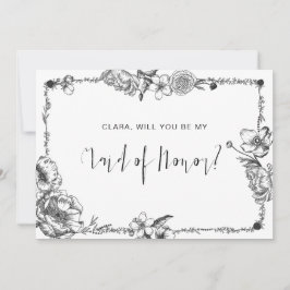 Gothic Hand plockade Flowers Skullbridesmaid-kort Inbjudningar