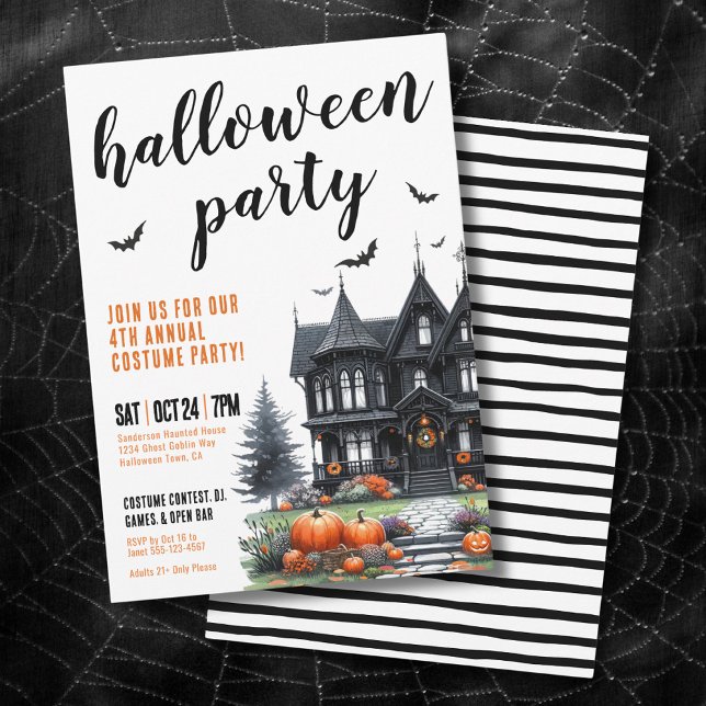 Gothic Haunted House Halloween fest Inbjudningar (Gothic Haunted House Halloween Party Invitation)